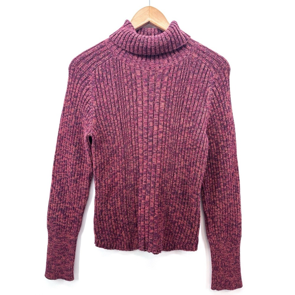 VTG Baileys Point Sweater Womens Sz L Turtleneck Pink Rust Ramie Blend‎ U1008